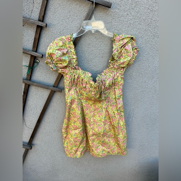 House of CB Tanaya Vintage Floral Puff Sleeve Mini Dress New with Tags! - Picture 4 of 8